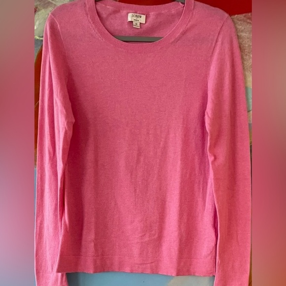 J.Crew Women’s Sweater Size Medium Pink Long Sleeve Crew Neck Teddie Cotton - Picture 1 of 7